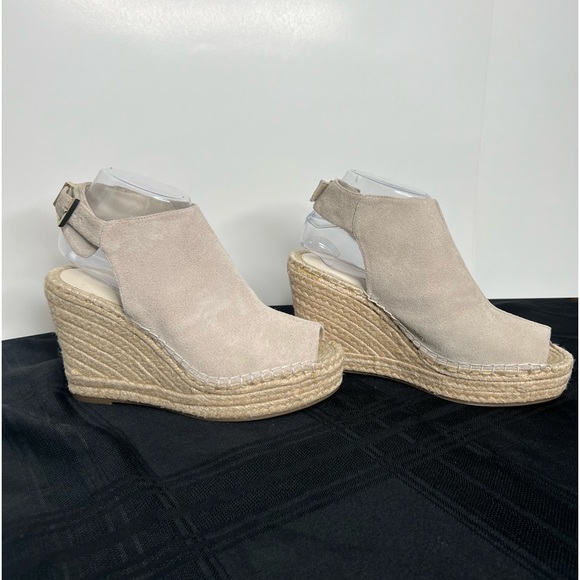 Kenneth Cole Shoes - Kenneth Cole Odette Espadrille Wedge Slingback Scandals Suede Leather Tan Sz 9